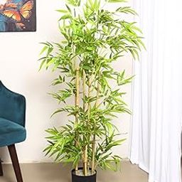 Home Bloom 4ft Artificial Bamboo Silk Tree Fake Greenery Plants in Pot 48 Inch for Home Office Indoor Outdoor Decor, (Bamboo Tree 4Ft)-image-16