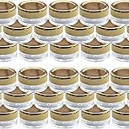 nsb herbals Acrylic San Jar Transparent Cosmetic Container With Gold Lid And Leakproof Inner lids for Lip Balms, Eyeshadow, Makeup & DIY Cosmetic Products - 8 Gm (Pack Of 48)-17
