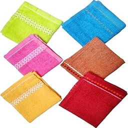 My E Shop Cotton Small Size Face Towel/Handkerchief/Rumal - 200 GSM/Extra Soft and Super Absorbent Face Towels for Women's, Kids and Newborn Babies - Set of 6-(25x25 CM) - Multicolor-73