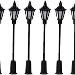 CALANDIS® 10X Model Railway Lamps Ho Scale Street Lights Garden Garden Decor Hexagon Light | 10 Miniature Street Lights-23