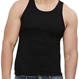 Bio-Washed Mens Cotton Drop Needle Black Vest-picture-0