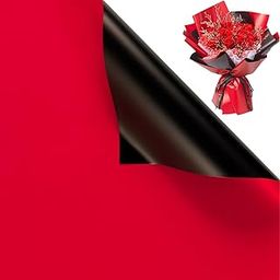 Jocomoni 20 Sheets Double Sided Flower Wrapping Paper, Waterproof Floral Bouquet Wrapping Paper Fresh Flower Packing Material Florist Bouquet Supplies DIY Craft Gift Packing, 22.8*22.8 Inches(Red and-image-68