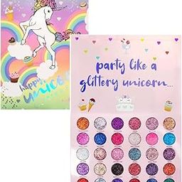 HUDA GIRL BEAUTY Professional GELANZI PARTY LIKE A GLITTERY UNICORN Glitter Shimmery Eyeshadow Palette (Multicolor)-23