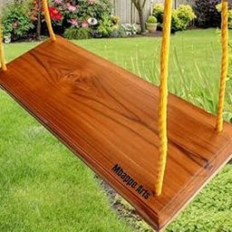 Mbappe Arts Solid Sheesham Wood Swing Seat for Outdoor & Indoor | 23"x9" Wooden Hanging Swing Board with Rope | Garden, Balcony, or Porch Use | Natural Wood Finish-image-73