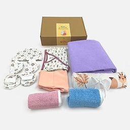 Kridlo Newborn Baby Gift Set | Eco-Friendly Baby Hamper for Boys & Girls | Pack of 11 Premium Baby Products (0-3 Months, Swaddle, Washcloths, Cap Booties Mittens, Dry Mat & Jhabla Pant)-image-49
