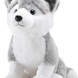 CloudPeakEnt 35 CM Grey Husky Dog Soft Toy – Super Soft Plush Puppy Stuffed Animal with Glitter Eyes for Kids Girls Boys & Adults – Cute Dog Doll for Birthday Gift Room Decor & Cuddles-image-62