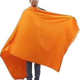 Men Solid length 90 * 50 inch 100% pure woolen Orange/Bhagwa/Kesari Shawl No.150-image-80