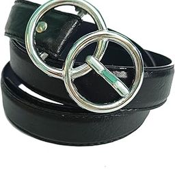 Women Slim Leather Belts Ladies Girls Faux Leather Jeans Skirt Belt with Double O-Ring Buckle-image-32