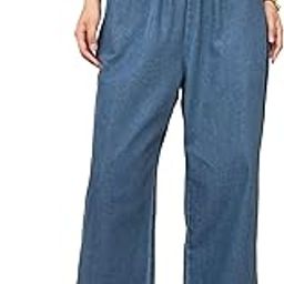 Girl's & Women's Denim Cotton Elastic Waist Cropped Straight Ankle Length Wide Leg Casual Baggy Jeans for Women, Trousers Pant for Women (Jeans 239)-image-62