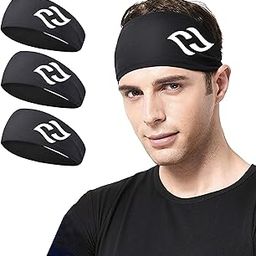 FUNEX Sports Headbands for Men Lightweight Moisture Wicking Workout Sweatbands for Running, Gym, Yoga, Cycling, and Other Sports (Color Black | Pack of 3)-image-55