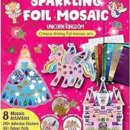 SparkLPlay Art and Craft kit. Toys for Girls. Foil Fun Activity. Birthday Gift for Girls Ages 4 to 9. Theme Danglers 8, Color Foils 40+, Stickers 190+. Foil Mosaic Craft. (Unicorn Kingdom).-18