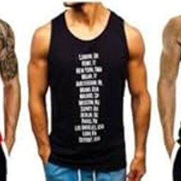 Cotton Blend Fabric Gym Vest. (Pack of 3)-image-92