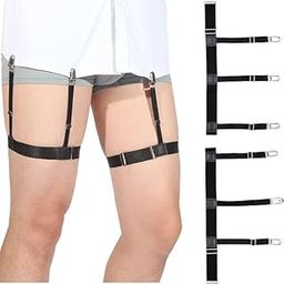 Pack of 2 Shirt Stays for Men, Adjustable Elastic Garter and Holder Securing Position with Non-slip Locking Clamps for Police Military Services (1 Pair)-image-8