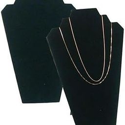 FindingKing 2 Black Velvet Padded 2 Tier Necklace Pendant Bust Showcase Displays 12.5"-image-95