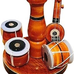 Wooden Flower Stand with Musical Set – Home Décor Showpiece (Veena & Tabla, 12L x 5W x 15H cm, 450g)-image-18