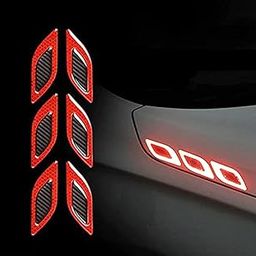 US1984 Car High Intensity Reflective Stickers Car Side Marker Bumper Fender Safety Warning Sticker Universal Strong Reflective Warning Night Visibility 6 Psc (Red), Paper, self adhesive-10