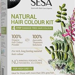 SESA 4 Step Natural Hair Colour Kit - For HIGH GREY% - 100% Organic & Ayurvedic - NO Ammonia, PPD, Peroxide, 200gm + 40ml-30