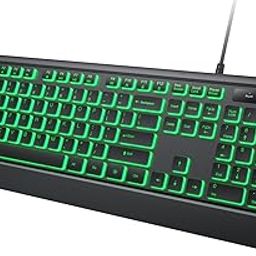 KOPJIPPOM Backlit Wired Keyboard, USB Lighted Computer Keyboards with 7 Colors Backlight, Full Size Silent Keyboard with Media Hotkey for Windows Desktop, PC, Laptop (Black, M)-11