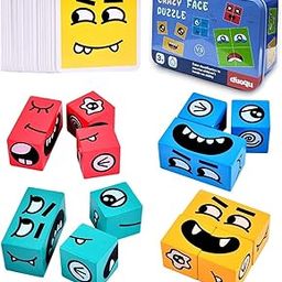 SUPER TOY Rubika Cube Face Puzzle Wooden Block Brain Teaser Game for Kids Expressions Matching Emoji Face Changing Educational Memory Game Toy for Boys Girls Gift-7