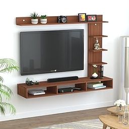 PICKWOOD AB-BW-32 Wall Mount TV Entertainment Unit Set Top Box Stand with Shelves for Living Room in Classic Walnut Finish- Ideal for up to 32" Screen-image-16