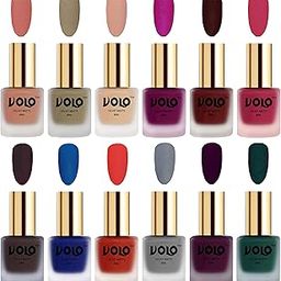 Volo Velvet Dull Matte Bold Colors Nail Polish Combo in Wholesale Rate(Light Peach, Sand Nude, Nude, Magenta, Maroon, Passion Pink, Dark Coffee, Blue, Coral, Grey 96 ml) Pack of 12-image-74