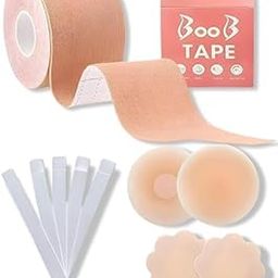 5M Boob Tape with 10 Nipple Pasties, 2 Silicone Nipple Cover & 36 Fashion Tape for Clothes | Multipurpose BodyTape | Breast Push Up & Lift Lingerie Tape Multicolour-54