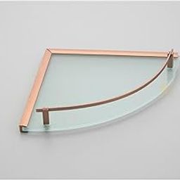 Fittingo Front Glass Shelf Corner with Frosted Glass for Bathroom & Kitchen | Storage Bathroom Accessories | Modern Wall Shelf for Toiletries, Decor & Accessories - Pack of 1 (Rose Gold, 12" x 12")-image-44