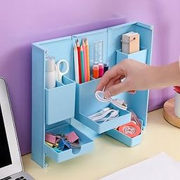 CALANDIS Foldable Pencil Organizer Stationery Container for Office Desktop Home Blue-image-24
