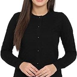 Women's Self Design Full Sleeve Cardigan-1220BLACK-34