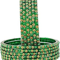 Traditional Glass Bangles Set with Zircon Detail, 12 Pieces-image-90