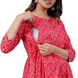 Women Cotton Maternity Kurti with Two Side Zippers for Feeding with Belt-image-36