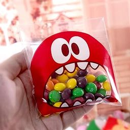 Chocozone Pack of 100 Self Adhesive Guddy Bags Party Favor Bags Cookie Bags Chocolate Pouches Birthday Party Return Gift Bags (Red)-image-59