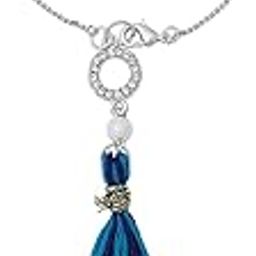 Blue Meena Work Enamel Lumba Rakhi for Bhabhi with Crystals Tassel (RAL1100673R)-image-57