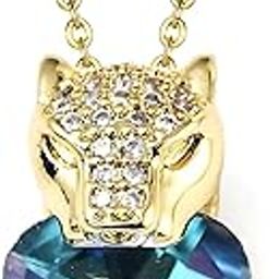 Gold Plated Night Stalker Panther Protecting Heart Crystal Pendant Necklace For Men And Women (NK1289)-image-85