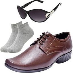 Comfortable l Men Black Lace Formal Shoes with Light Gray Socks & Women Gaga Black-image-65