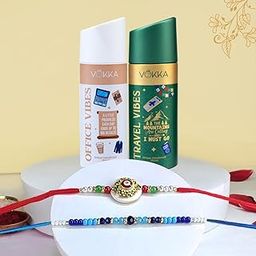VOKKA Rakhi Gift for Brother – 2 Unisex Deodorants 150ml Each Travel Vibes + Office Vibes with 2 Rakhis | Sun Evil Eye & Blue Pearl Rakhi | Raksha Bandhan Combo Set for Bhaiya & Bhabhi-image-67