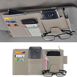 STHIRA® PU Leather Multi-Function Car Space Sun Visor Organizer Hanging Phone Storage Pouch Holde (Grey)-12