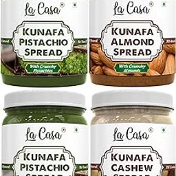 La Casa Kunafa Combo Spread Pack - Almond+Pistachio+Cashew+Kataifi | No Palm Oil & with 33% Dryfruits | Combo Pack of 4 | 4x350g-image-2