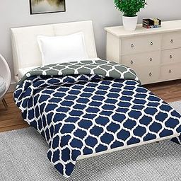 CK CREATION Polyester All-Weather 120 GSM Printed Lightweight Reversible AC Dohar Blanket Quilt - (Blue Cross line, Single)-image-98