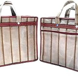 Durable Multipurpose Hand Bag/Document Holder/Money Carry/Grocery/Shopping Bag in Special Poly Woven Fabric (Washable) (Single Chain and Inner +Outer Pocket) (Spanish Red)-28