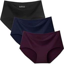 Women's Seamless Hipster Ice Silk Panty, Briefs Woman Seamless Underwear Panties Seamless String Panty (Pack of 3 - Multi Color) (Sizes S to XXL)-image-83
