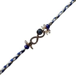 Evil Eye Rakhi Set for Brother- Designer Infinity Kundan Pearl Rakhis for Brother Bhaiya Bhai Bro Sister Boy Men Girls,Blue Beaded Evil Eye Bracelet for Protection and Blessing, Designer single rakhi With Best Wishes Greeting Card, Tilak Set-image-79