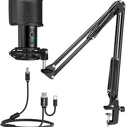 USB Gaming Microphone Kit, Condenser Mic with Adjustable Arm Stand, Mute Button & Gain Control, Studio Bundle for PC Streaming-image-25
