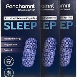 Panchamrit Sleep Sustained Release Capsule with 5mg Melatonin, Magnesium, Valerian Root, Tart Cherry |Undisturbed Deep Sleep Supplement |Non-Habit Forming, Safe Natural Sleep Aid |Pack of 3 (30 Caps)-image-56