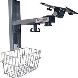 Medifurn monitor stand for hospitals (Wall Mounted) Economy/Deluxe + BasketMultipara Monitor Stand with Basket - Adjustable Medical Monitor Stand with Sturdy Rolling Base Integrated Storage Basket-picture-19