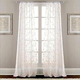 Modern Threads Leaf Swirl Embroidered Sheet Panel Curtains 2 Panels Taupe-25