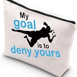 VAMSII Soccer Makeup Bag My Goal is to Deny Yours Soccer Zipper Pouch Soccer Goalie Gifts Soccer Lovers Gifts, my goal is to deny yours, Portable-image-73