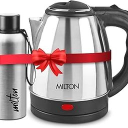 Milton Combo Set Go Electro Stainless Steel Kettle, 1.5 Litres, Silver and Aura 700 Stainless Steel Water Bottle, 750 ml, Silver | Office | Home | Kitchen | Travel Water Bottle-18