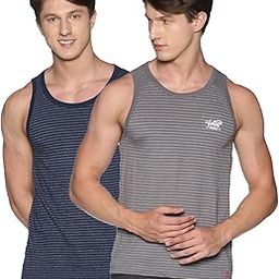Primium Cotton Striped Mens Pack of 2 Tank Top Vest Multicolour-image-2