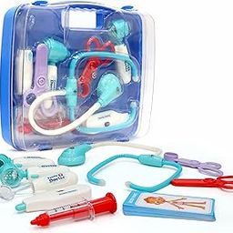 Chanak Premium Doctor Set Briefcase for Kids With LED Light Instruments - Pretend Play Kit for Boys & Girls Above 3 Years - 9 Piece Set (Transparent Blue)-10